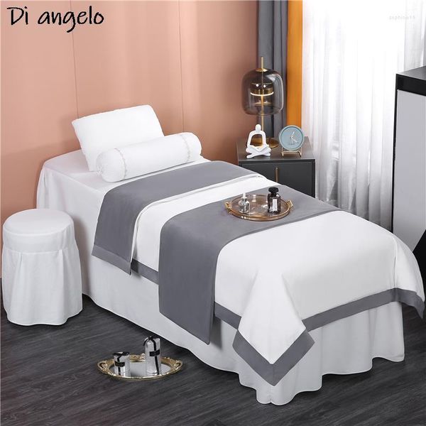 Bettwäsche-Sets 4-7 STÜCKE Crystal Velvet Beauty Salon Set Bettwäsche Bettlaken Massage Spa Bedskirt Stoolcover Kissen Bettbezug Custom Logo #s