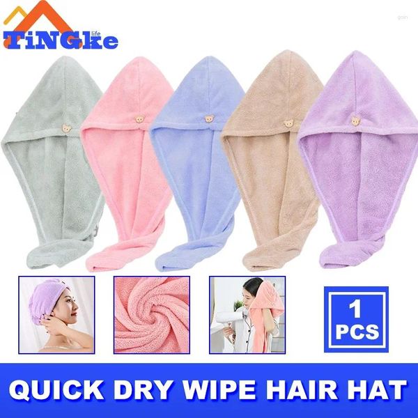 Havlu kuru saç şapkası kadın emici hızlı silme uzun sevimli duş kapağı banyo aksesuarları