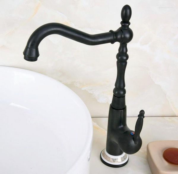 Küchenarmaturen Schwarz Öl eingerieben Bronze Keramiksockel Wet Bar Badezimmer Waschbecken Wasserhahn Einloch Schwenkauslauf Mischbatterie Anf653