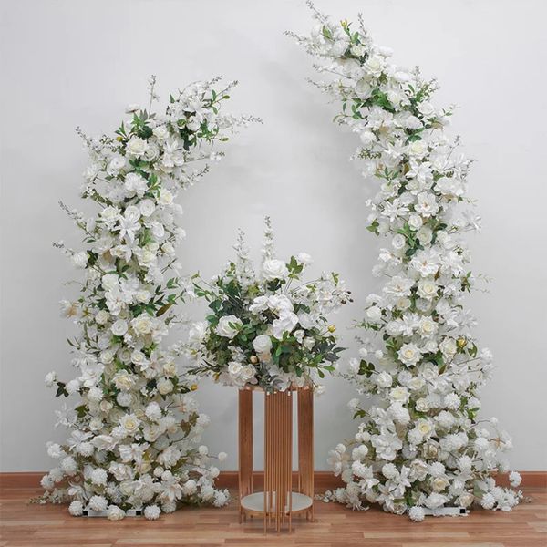 Arco a forma di luna in corno con composizione floreale, sfondo per matrimonio, supporto per fiori, tavolo, centrotavola, vetrina a sfera