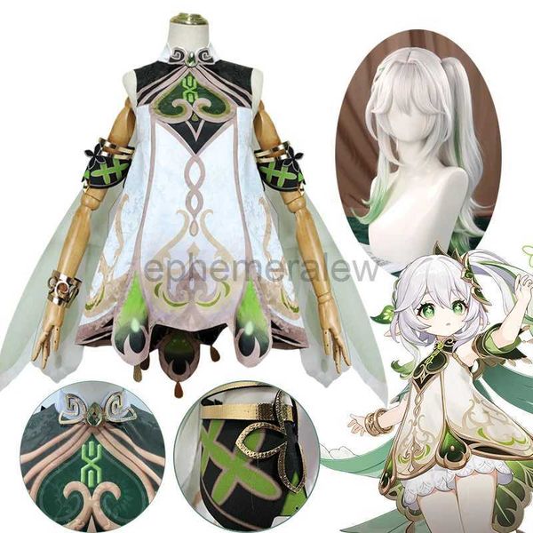 Trajes de anime Nahida Cosplay Genshin Impact Nahida Lesser Lord Kusanali Cosplay Traje Vestidos de menina Peruca Terno Roupas Trajes de festa de Halloween zln231128