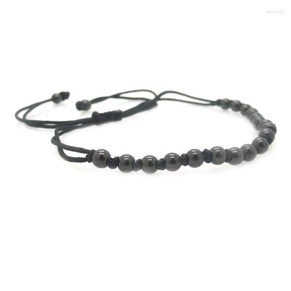 Strand 2023 Uomini di marca di modo Bracciali 4mm Pistola Nero Perline rotonde Intrecciare Macrame Bracciale per e gioielli da donna