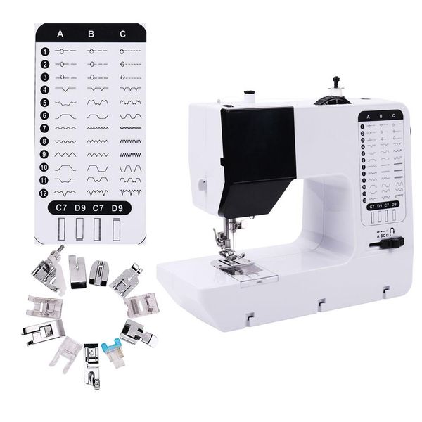 Máquinas portáteis Máquina de costura elétrica 40 pontos Overlock Funlect Zigzag Stitch com Pesper Foot Iniciante Reparo doméstico DIY DIY