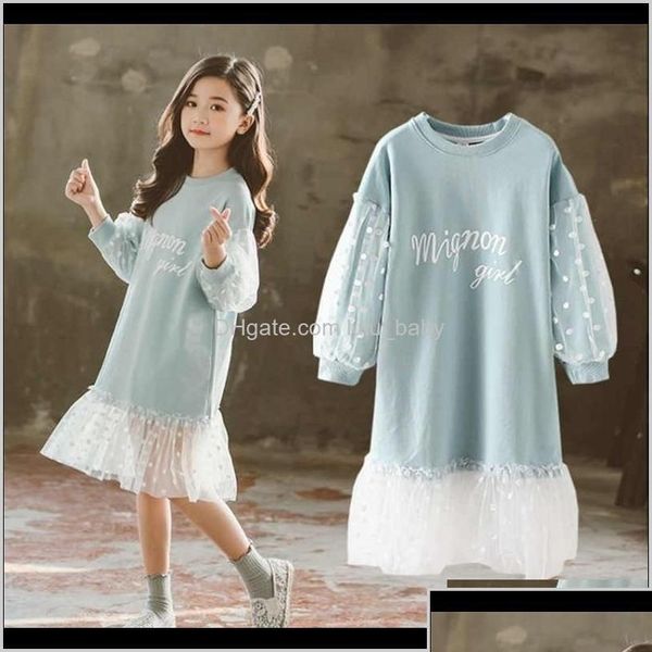 Mädchen Kleider Mädchen Kleider Mode Kinder Langarm Weiße Spitze Kleidung Frühling Herbst Teenager Kleidung Baby Kleid Sweatshirt Drop Dhxau