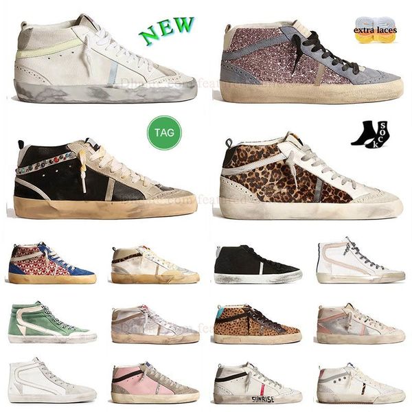 scarpe alte dorate vecchie e sporche sneakers in tela con stella media stelle flash oro classico Slide Green pelle rosa con stella glitterata flash nero Scarpa casual di marca italiana