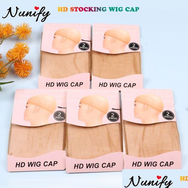 Peruca Caps 6 / 12Packs HD Tra Fina Stocking Cap Malha Lace Hairnet para Frente Sheer Hair Styling Ferramentas Drop Delivery Produtos Acessórios Dhgvp