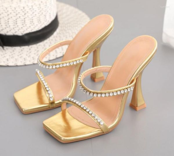 Платье обувь женская мода мода Peep Toe Diamante Mules Pumps High Heels Sandals Slippers