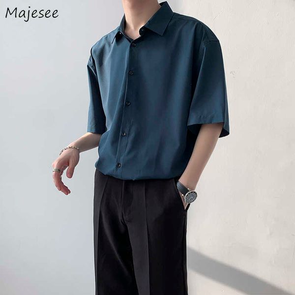 Мужские платья рубашки социальные повседневные деловые рубашки Мужчина лето свободно корейская модная мешковатая сплошная простая уличная одежда Camisa Homme Basic Top Hot P230427