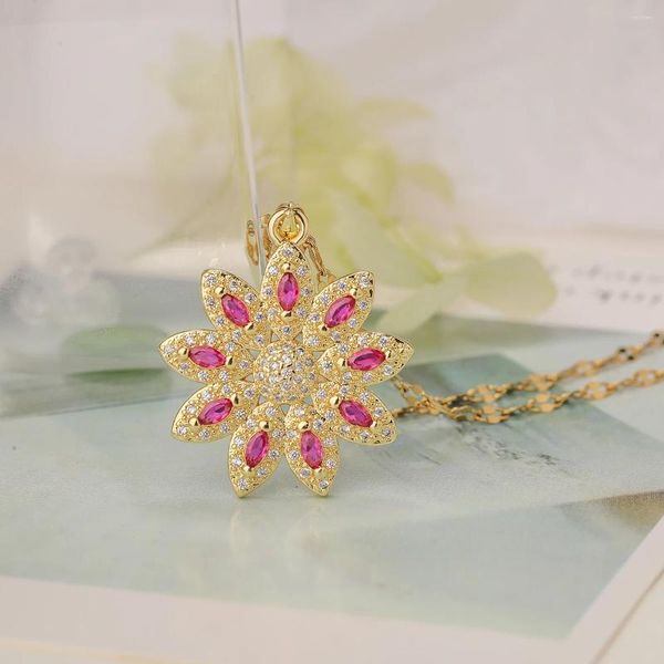 Anhänger Halsketten Glamouröse Sonnenblume für Frauen Mädchen Edelstahl Kette Party Hochzeit Urlaub Schmuck Liebhaber Geschenk