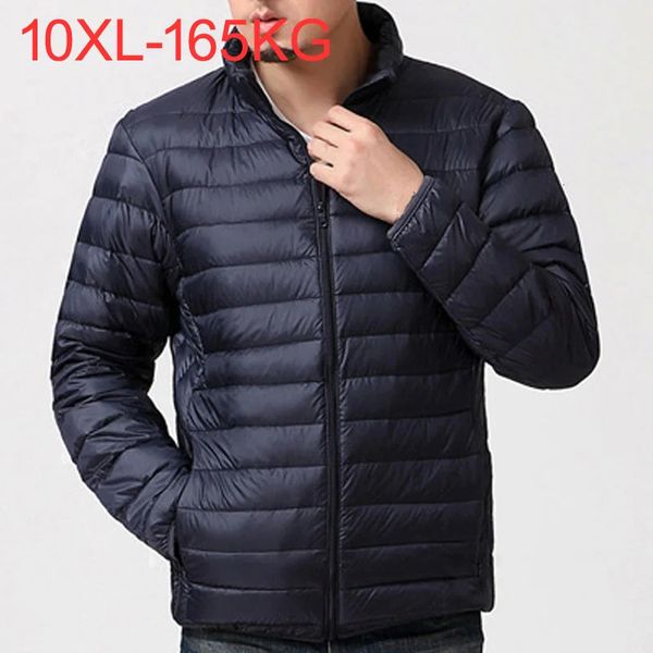 Jaqueta de inverno masculina para baixo parkas com gola para homem grosso quente parka cor sólida moda streetwear plus size 9xl 10xl 231128
