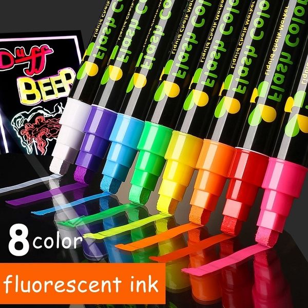 Highlighters Haile 8Color 36mm Pen de marcador fluorescente de giz líquido de 36mm para o quadro de graffiti de graffiti LED REDBOWDOD 230428