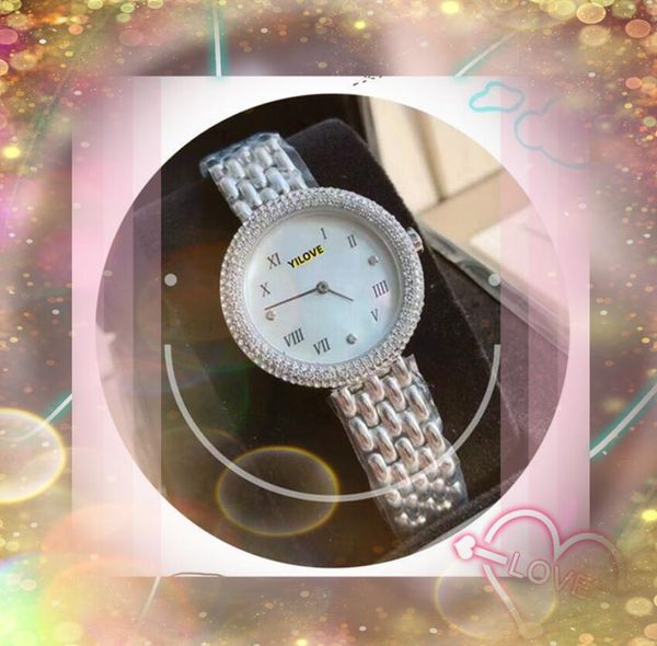 Orologio con anello bicolore pieno di diamanti Orologio alla moda tutto in acciaio inossidabile Orologio da donna al quarzo Batteria con zaffiro super luminoso Orologio impermeabile Regali montre de luxe