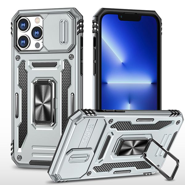 Casos de telefone híbridos de serviço pesado para iPhone 12 Pro máximo 11 xs xr 7 8 Plus com tampa de proteção contra câmera de slide backet