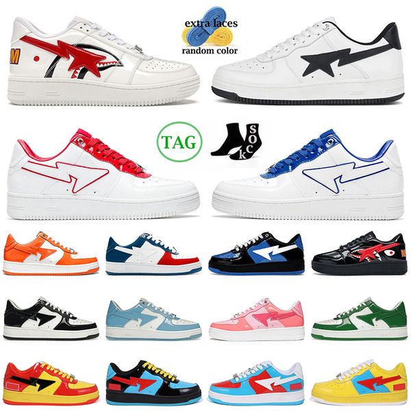 2023 Hot Baped Sta Laufschuhe Bapestar Herren Damen Trainer Shark Weiß Schwarz JJJJound Navy Lackleder Rot Blau Bapestas SK8 Sneakers Outdoor Jogging 36-45