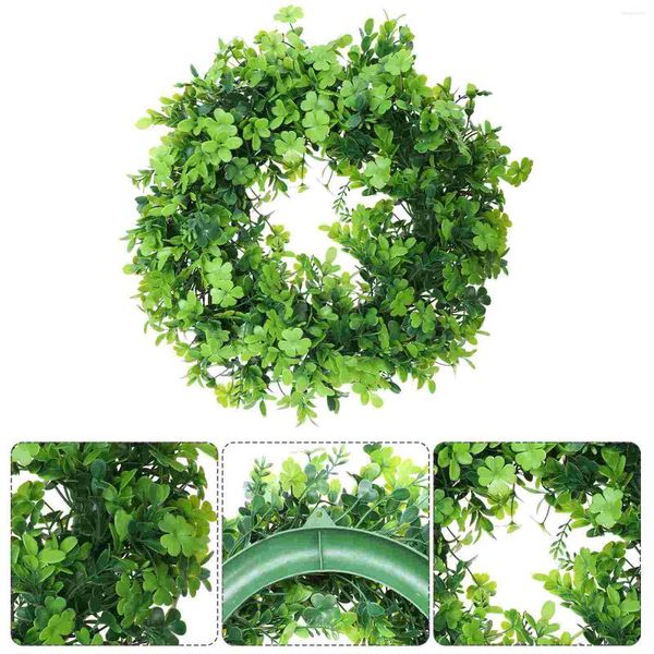 Flores decorativas Decoração verde Faux Boxwood Wreath All Tuba Ornament Party Decorações decoram guirlanda artificial