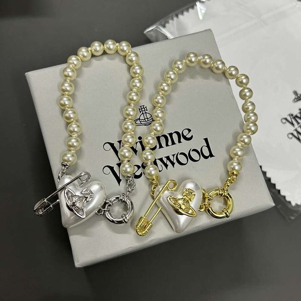 Designer Viviane Westwood New Viviane 23 New Western Imperation Dowager Love Pin Pearl Bracelet Womens Light Luxury Ins Sweet Cool Peach Heart Handic Handic