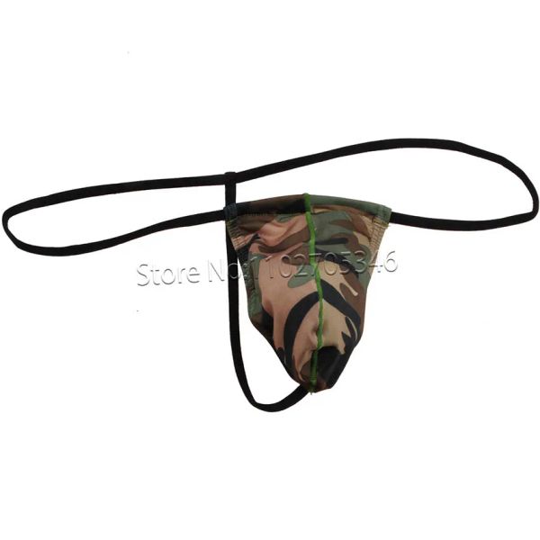 Mannen Camouflage Pouch G-Strings Thongs Sexy Ondergoed Nylon String Sexy Body Micro T terug
