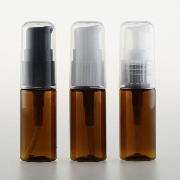 5/10 15ml Vazio Recarregável Âmbar PET Plástico Bomba Pressão Garrafas Frasco Caso Recipientes Pot Jar para Cosméticos Shampoo Loção Facial Limpa Jwxc