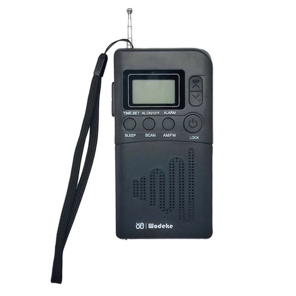 W-202 FM/AM Portátil Full Band Mini Digital Display Duas bandas Rádio portátil de relógio