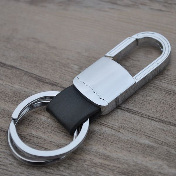 New Fashion Men Leather Car Keychain Ring Classic Design Gift Metal Key Chain para atacado