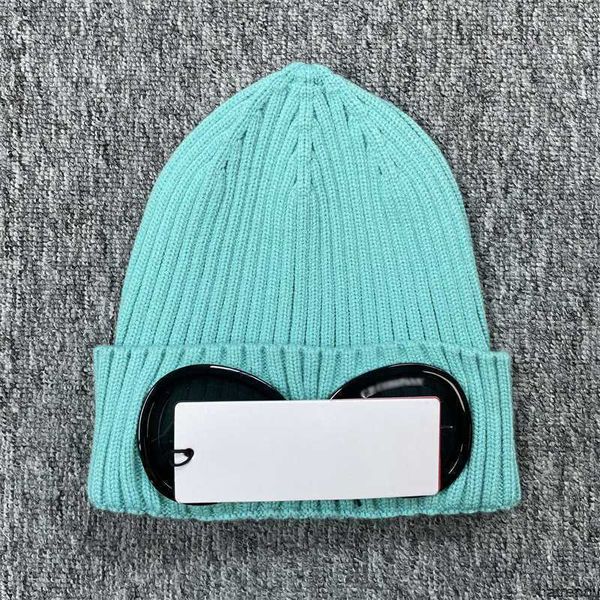 CP Beanie Caps Designer de luxo masculino com nervuras malha lente chapéus feminino França Reino Unido High Street Fine Merino Wool Goggle Beanie Qualidade Versão