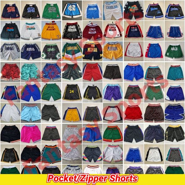 Apenas todos os shorts de basquete do time não esportes retro curtos usam beisebol com zíper de bolso de qualidade calça de moletom de calça de calça s-xxl