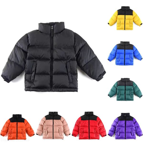 Детское пуховое пальто NF дизайнер 2023, зимняя куртка для мальчиков и девочек на открытом воздухе, пуховый блестящий матовый материал, пальто для лица, одежда для пар, теплая куртка с толстым лицом