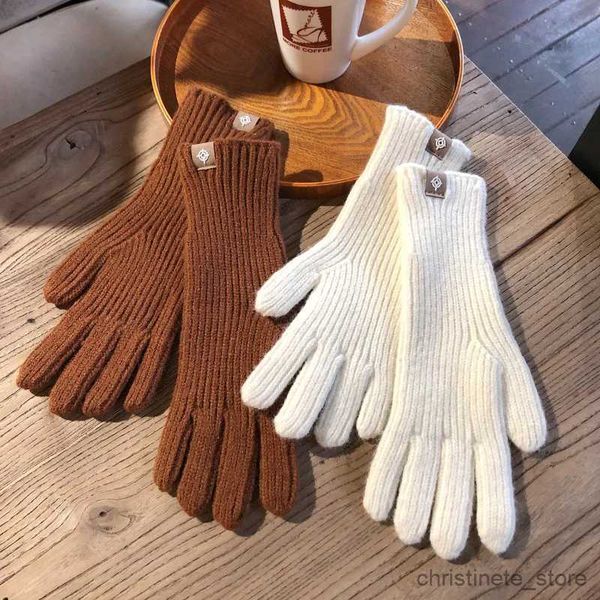 Детские варежки, женские зимние перчатки, милые плюшевые теплые перчатки для верховой езды, женские однотонные перчатки, пушистые рабочие детские перчатки R231128