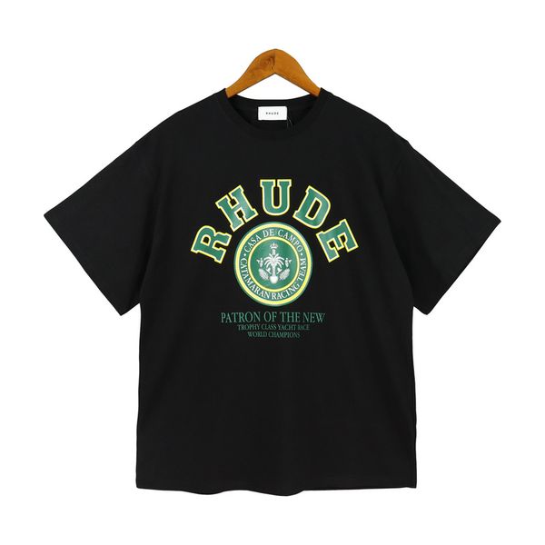 Rhude Fashion Tee designer T-shirt per uomo donna Tee Top-quality Street Joint Name New Luxurys T-shirt manica corta allentata per coppia taglia US Ex