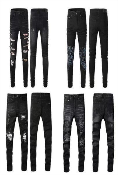 Schwarze Männer Slim Designer-Jeans Fit Big Size Jeans Men039s Paint Hole Spot Style Destroyed Skinny Washed Youth Straight Luxury Ca7421158