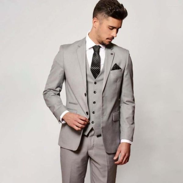 Ternos masculinos cinzentos Slim Fit Men Suit 2023 Moda High End Groom Festa de Casamento Tuxedo Escritório de Negócios Formal 3 PCs Definir Jaqueta Palnta