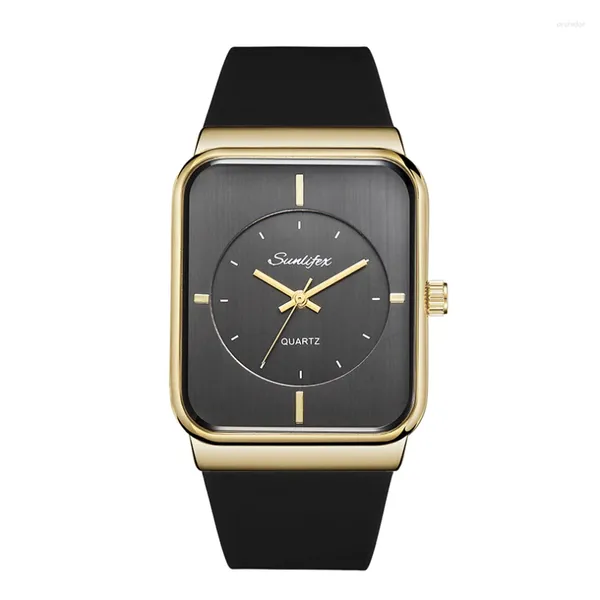 Relógios de pulso mulheres relógio de silicone macio banda de borracha quartzo relógio de pulso simples minimalista feminino preto branco relógio de ouro estudantes moda reloj