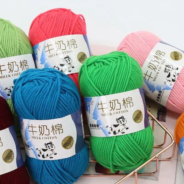 Tecido e costura 50g fio de crochê de algodão leite 93 cores linha de tricô de mão macia de alta qualidade para suéter e cachecol DIY 231127
