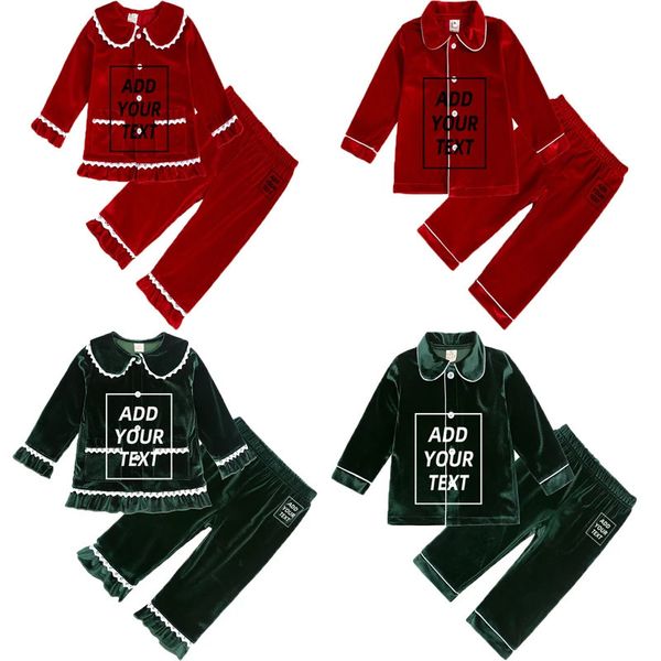 Pigiami Pigiami personalizzati all'ingrosso Set natalizi per bambini Camicie da notte in velluto Pigiama Abbigliamento per bambini Famiglia Indumenti da notte invernali 231127