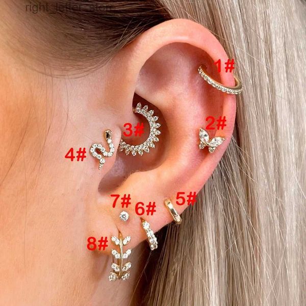 Ohrstecker Septum Piercing Ohrstecker Damen 1 Stück vergoldet Zirkon Edelstahl Körperschmuck Schmetterling Helix Tragus Ohrknorpel YQ231128