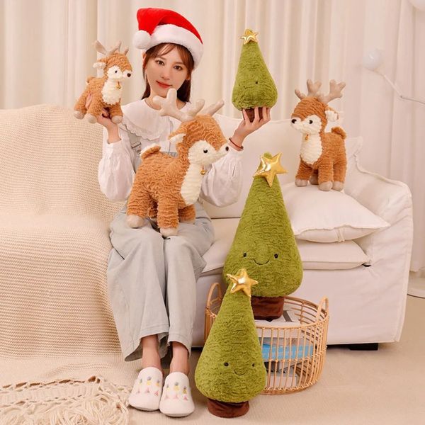 Плюшевые куклы, плюшевая рождественская елка, милые чучела, рождественский лось, олень, плюшевая игрушка в виде оленя, сосновое кольцо, колокольчик, имбирный хлеб, шоколадный домик, колокольчик 231127