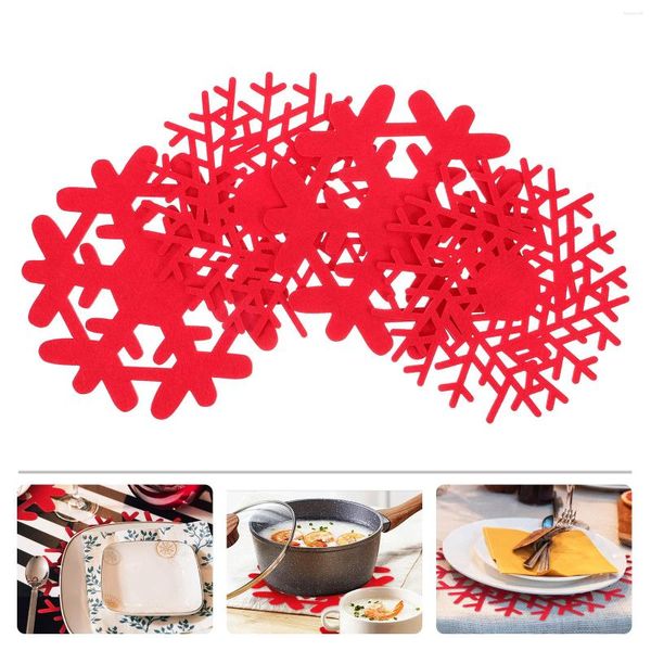 Yastık 4 PCS Noel Coasters Ev Dekor Masa Masası Mat Partisi Placemat Kumaş Kar Taneleri Süslemeler Kupa Ped