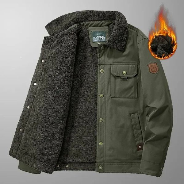 Jaqueta masculina parkas curto inverno lapela jaquetas forro de pele de cordeiro frio pelúcia e engrossar casaco forrado 231128