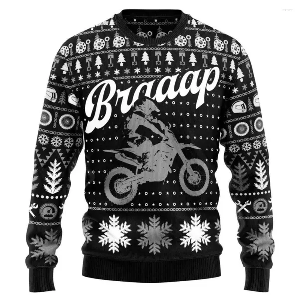 Herren Hoodies Vintage für Herren Weihnachten Sweatshirt 3D Retro Motorrad Übergroße T-Shirts Männliche Kleidung Biker Racing T-Shirt Langarm