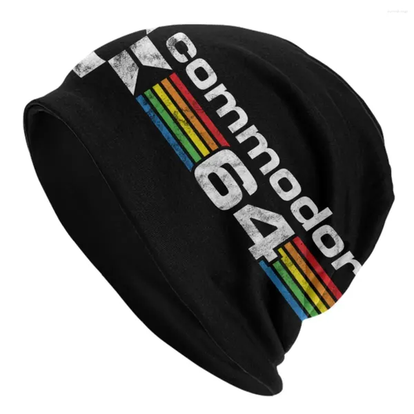 Berretti Commodore 64 Logo Texture vintage Skullies Berretti Berretti Inverno Caldo Cappello lavorato a maglia Uomo Donna Cool Cappelli per cofano per adulti Berretto da sci all'aperto