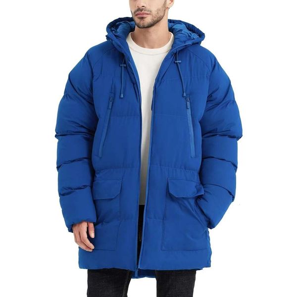 Мужское пальто на утином пуху, теплая стеганая куртка с капюшоном, длинное зимнее пальто, водонепроницаемая парка для холодной погоды 4NCN6