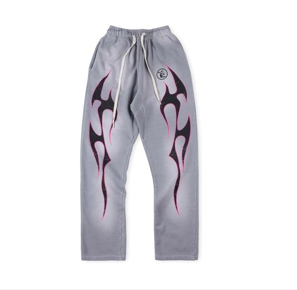 2024 Mens Designers Calças Mulheres Pantsl Hellstar Studios Chama Calças Sweatpants Homens Jogger Moda Hip Hop Rua Calças Casuais