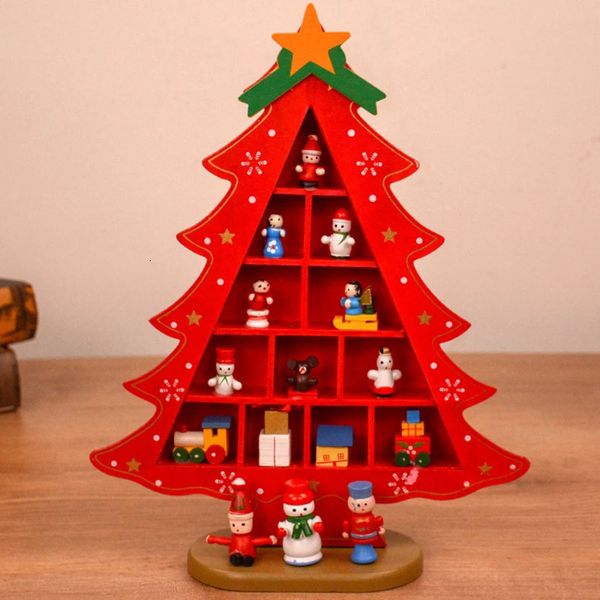 Weihnachtsspielzeug Weihnachten Deko Holz Weihnachtsbaum Kreative Szene Layout Dekoration 3D Rot Weihnachtstisch Desktop Dekoration 231128