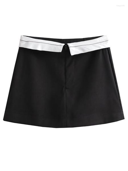 Shorts femininos yenkye 2023 mulheres contraste de moda cós skort sexy na cintura baixa zíper Feamle High Street Saias chiques