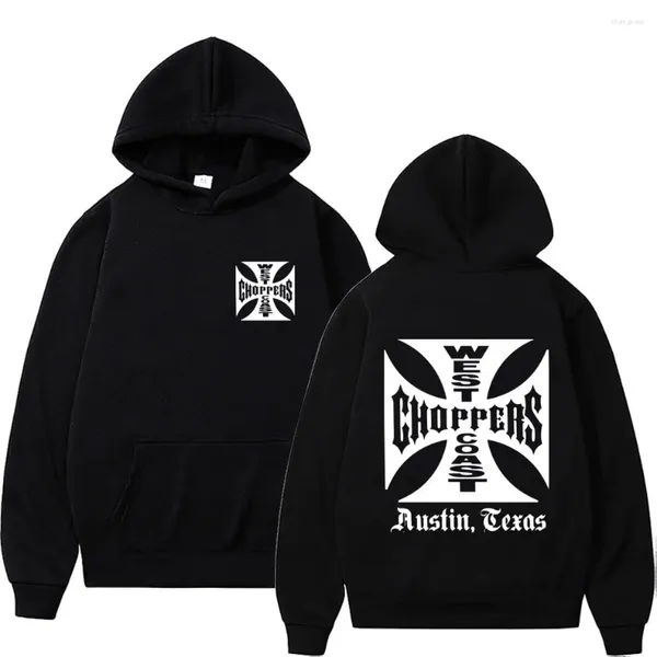 Erkek Hoodies West Iron Cross Choppers logo kapüşonlu siyah moda serin sweatshirt unisex polar büyük boy kapşonlu sokak kıyafetleri