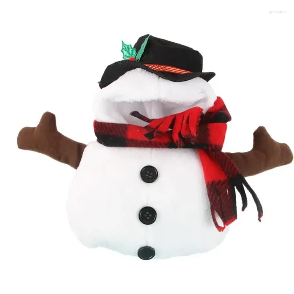 Collari per cani Pupazzo di neve Cucciolo Costume Cappello cosplay per vestiti natalizi Felpa con cappuccio Abiti scozzesi rossi Cani di piccola taglia