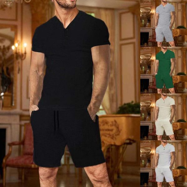 Set da corsa T-shirt da uomo traspirante antirughe in due pezzi, set di pantaloncini