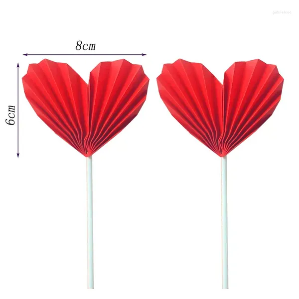 Forniture festive Cuore rosso piegato Cake Topper San Valentino Decorazione di nozze Buon compleanno Decorazione di cottura Bomboniere