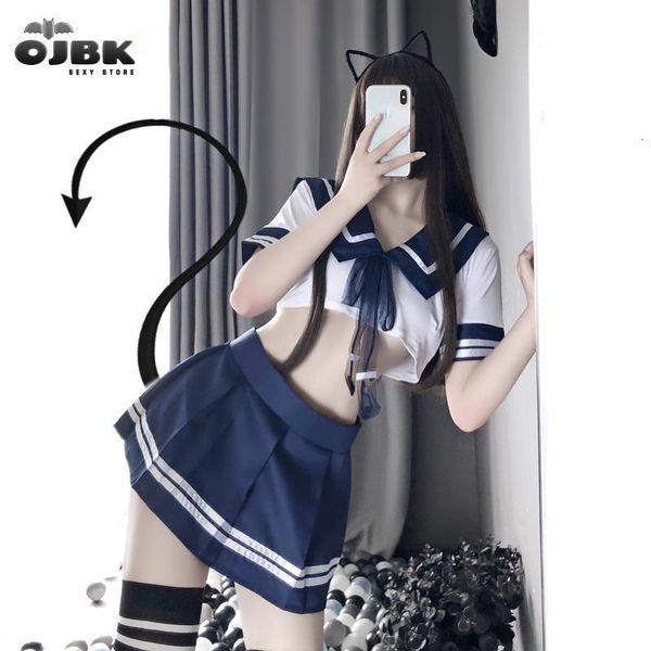 Sexy Set Ojbk Kostum Ukuran Plus Jepang Gadis Sekolah Lingerie cosplay Seksi Wanita seragam siswa Dengan Pakaian Cheerleader ROK Mini Baru 230427