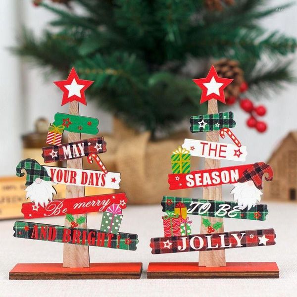 Рождественские украшения 1pc орнамент дерево красные пятиконечные звезды Санта-Клаус дизайнерские карты карты рабочего стола декор